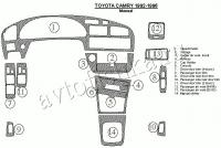 Декоративные накладки салона Toyota Camry 1992-1996 ручной, 14 элементов.