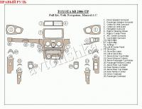 Toyota bB (06-) декоративные накладки под дерево или карбон (отделка салона), полный набор, c навигацией, ручной климат контроль , правый руль
