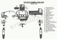 Декоративные накладки салона Toyota Tundra 2000-2002 4 двери, полный набор, 27 элементов.