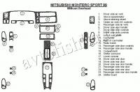 Декоративные накладки салона Mitsubishi Pajero Sport/Montero Sport 1998-2008 без Overhead, 24 элементов.