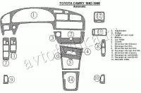 Декоративные накладки салона Toyota Camry 1992-1996 АКПП, 14 элементов.