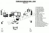 Декоративные накладки салона Ford Excursion 2000-2004 базовый набор, OEM Match 24 элементов.