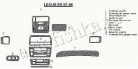 Декоративные накладки салона Lexus ES 1997-1998 полный набор, Соответствие OEM