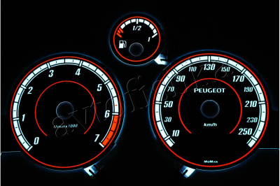 Peugeot 407 светодиодные шкалы (циферблаты) на панель приборов