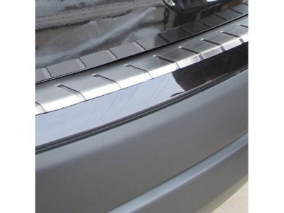 Subaru Outback 4 (09-) накладка на задний бампер профилированная с загибом, нержавеющая сталь, к-кт 1шт.