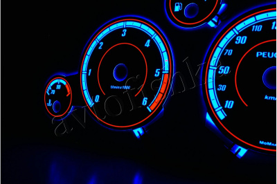 Peugeot 407 светодиодные шкалы (циферблаты) на панель приборов